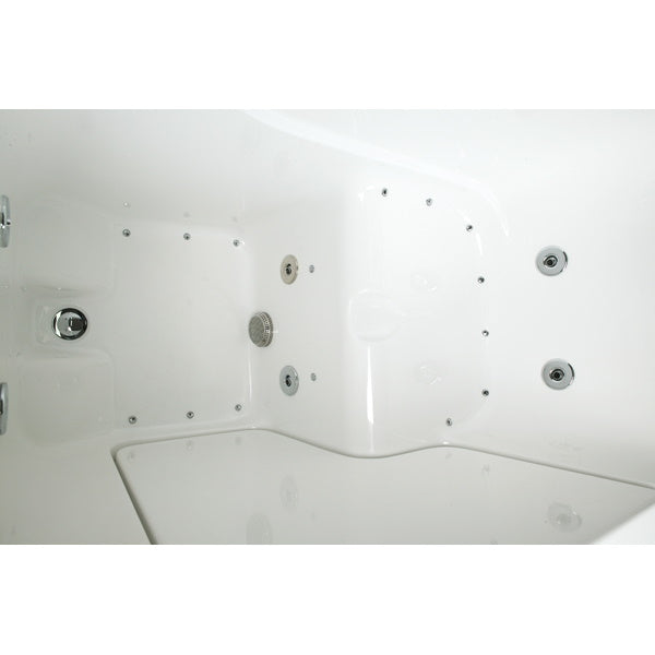 Avora bath 30" x 52" wheelchair transfer walk-in tub white with left outward swinging door, air and hydro massage with microbubbles and  handle & faucet  - Vital Hydrotherapy