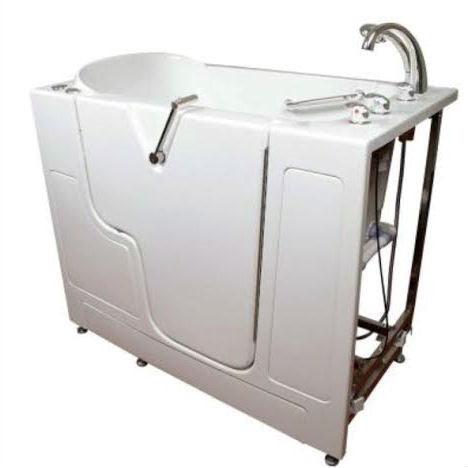 Avora bath 30" x 52" wheelchair transfer walk-in tub white with right outward swinging door, air and vibration jets and  handle & faucet - Vital Hydrotherapy