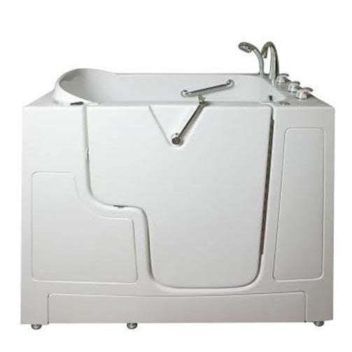 Avora bath 30" x 52" wheelchair transfer walk-in tub white with right outward swinging door, hydro massage with microbubbles, handle & faucet - Vital Hydrotherapy