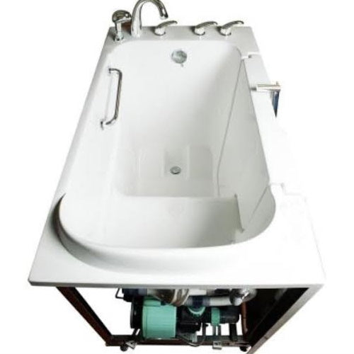 Avora bath 30" x 52" wheelchair transfer walk-in tub white with right outward swinging door, vibration jets, handle & faucet - Vital Hydrotherapy