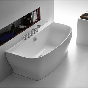 Anzzi Bank Series 5.41 ft. Freestanding Bathtub in Marine Grade Acrylic High Gloss White Finish - Built-in Chrome Overflow and Push Operated Center Drain - FT-AZ112 - Vital Hydrotherapy