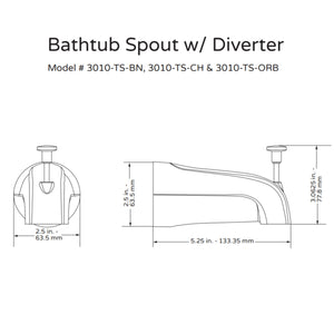 PULSE NPT Connection Tub Spout with Diverter 3010-TS