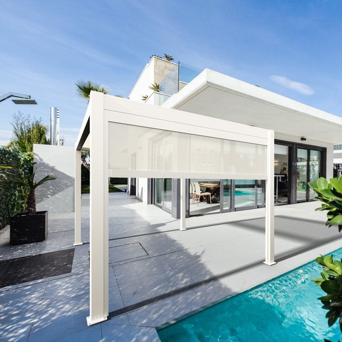 Bon Pergola Motorized Aluminum 10'x10' Villa Pergola VP-DIY-3325 - White - Lifestyle setting - Vital Hydrotherapy