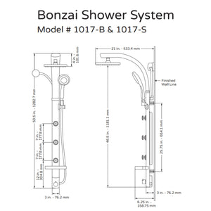 PULSE ShowerSpas Aluminum Shower System - Bonzai Shower System 1017 Specification Drawing - Vital Hydrotherapy
