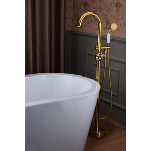Anzzi Bridal 3-Handle Claw Foot Tub Faucet with Hand Shower in Gold - Floor Mounted - Solid Brass Valve - FS-AZ0061RG - Lifestyle - Vital Hydrotherapy