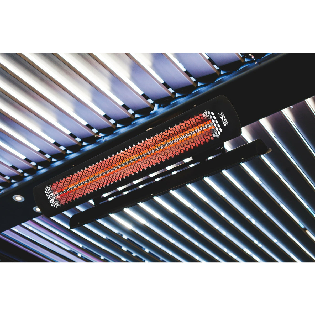 2000W Tungsten Smart-Heat Electric Heater in Black Stainless Steel, Black High Temperature Coating mounted in ceiling