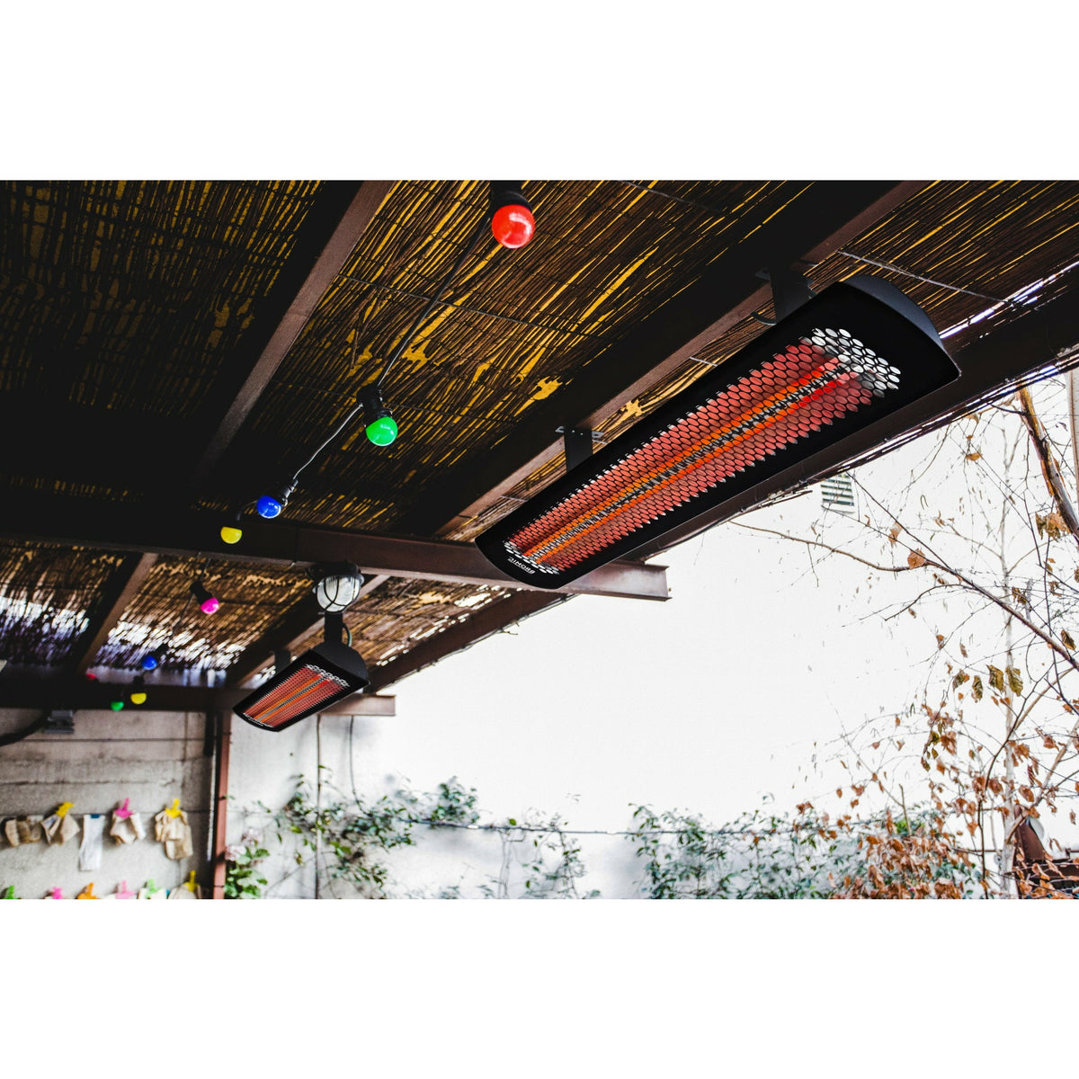 2000W Tungsten Smart-Heat Electric Heater in Black Stainless Steel, Black High Temperature Coating mounted in ceiling