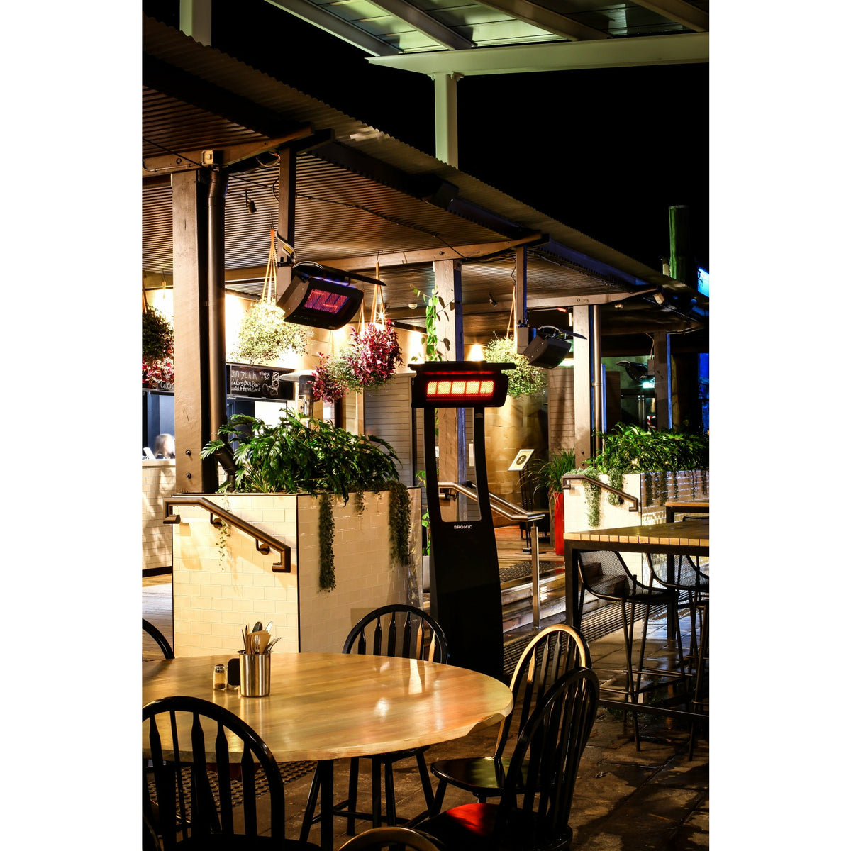 Tungsten Smart-Heat Portable 500 Propane Heater Stainless Steel i-beam mounted set outdoor