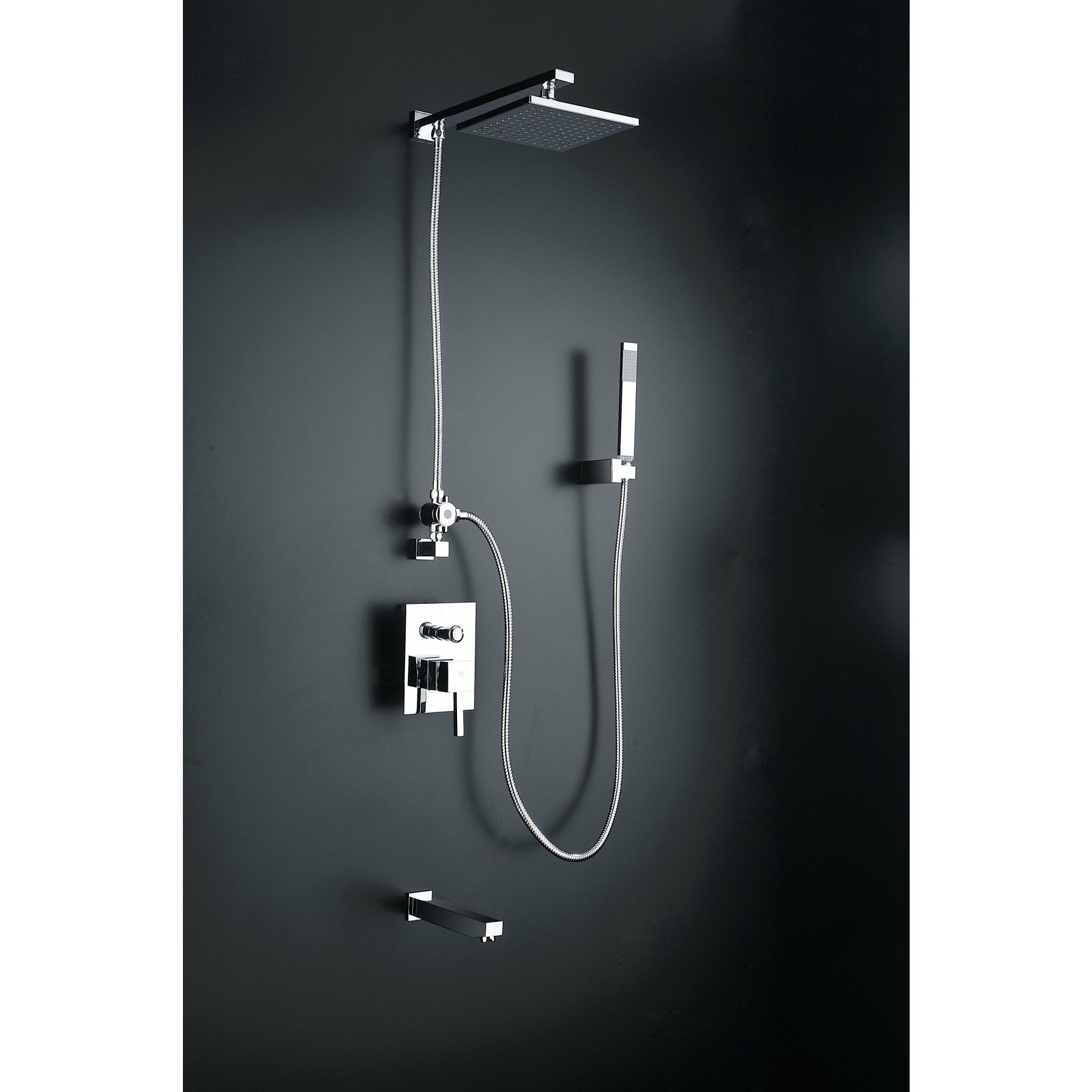 Anzzi Byne 1-Handle 1-Spray Tub and Shower Faucet with Euro-grip Handheld Sprayer - Heavy Rain Showerhead - Polished Chrome Finish - SH-AZ013 - Vital Hydrotherapy