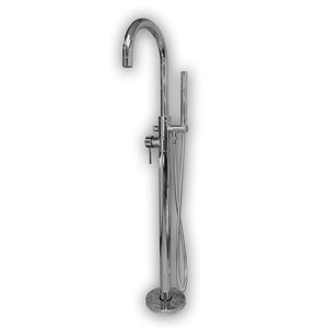Cambridge Plumbing Modern Freestanding Tub Filler Faucet with Shower Wand (Polished Chrome) - Single Stem 1/4 Turn Valves - CAM150 - Vital Hydrotherapy