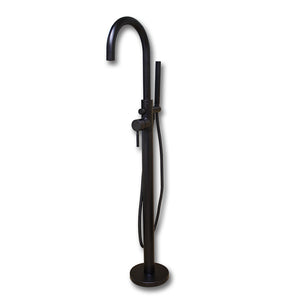 Cambridge Plumbing Modern Freestanding Tub Filler Faucet with Shower Wand (Oil Rubbed Bronze) - Single Stem 1/4 Turn Valves - CAM150 - Vital Hydrotherapy