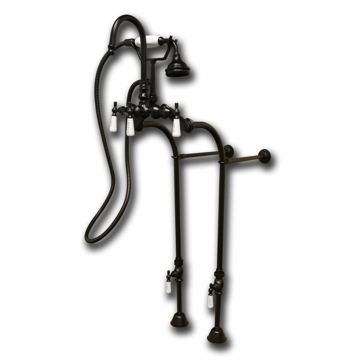 Cambridge Plumbing Clawfoot Tub Freestanding English Telephone Gooseneck Faucet & Hand Held Shower Combo Oil Rubbed Bronze CAM398684 - Vital Hydrotherapy