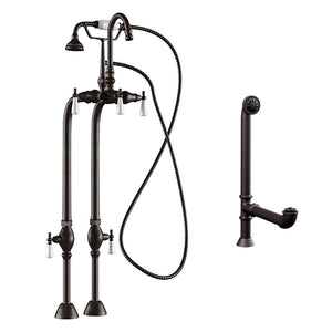 Cambridge Plumbing Complete Free Standing Plumbing Package (Solid Brass, Oil Rubbed Bronze) (Gooseneck Tub Filler) for Clawfoot Tub CAM398684-PKG
