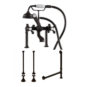 Cambridge Plumbing Complete Plumbing Package (Oil Rubbed Bronze) for Deck Mount Claw Foot Tub Classic Telephone Style Faucet With 6 Inch Deck Risers, Supply Lines With Shut Off valves, Drain Assembly CAM463D-6-PKG - Vital Hydrotherapy