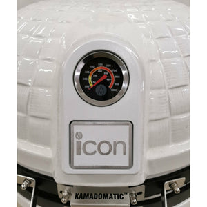 Icon XR402 Deluxe Kamado grill, white with temperature gauge