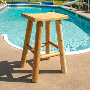 Dundalk 30" Saddle Seat Bar Stool - Clear Coated CT1460C - Outdoor Setting - Vital Hydrotherapy