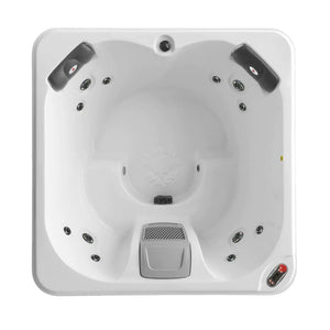 Canadian Spa Saskatoon 4-Person 12-Jet Portable Plug & Play Hot Tub - White inside -  with adjustable stainless steel hydrotherapy jets, multi-coloured LED lighting - Size: 63 x 63 x 29 in - Top view - KH-10084 - Vital Hydrotherapy