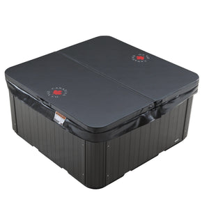 Canadian Spa Saskatoon 4-Person 12-Jet Portable Plug & Play Hot Tub - Black outside - Hardtop black cover - Size: 63 x 63 x 29 in - KH-10084 - Vital Hydrotherapy