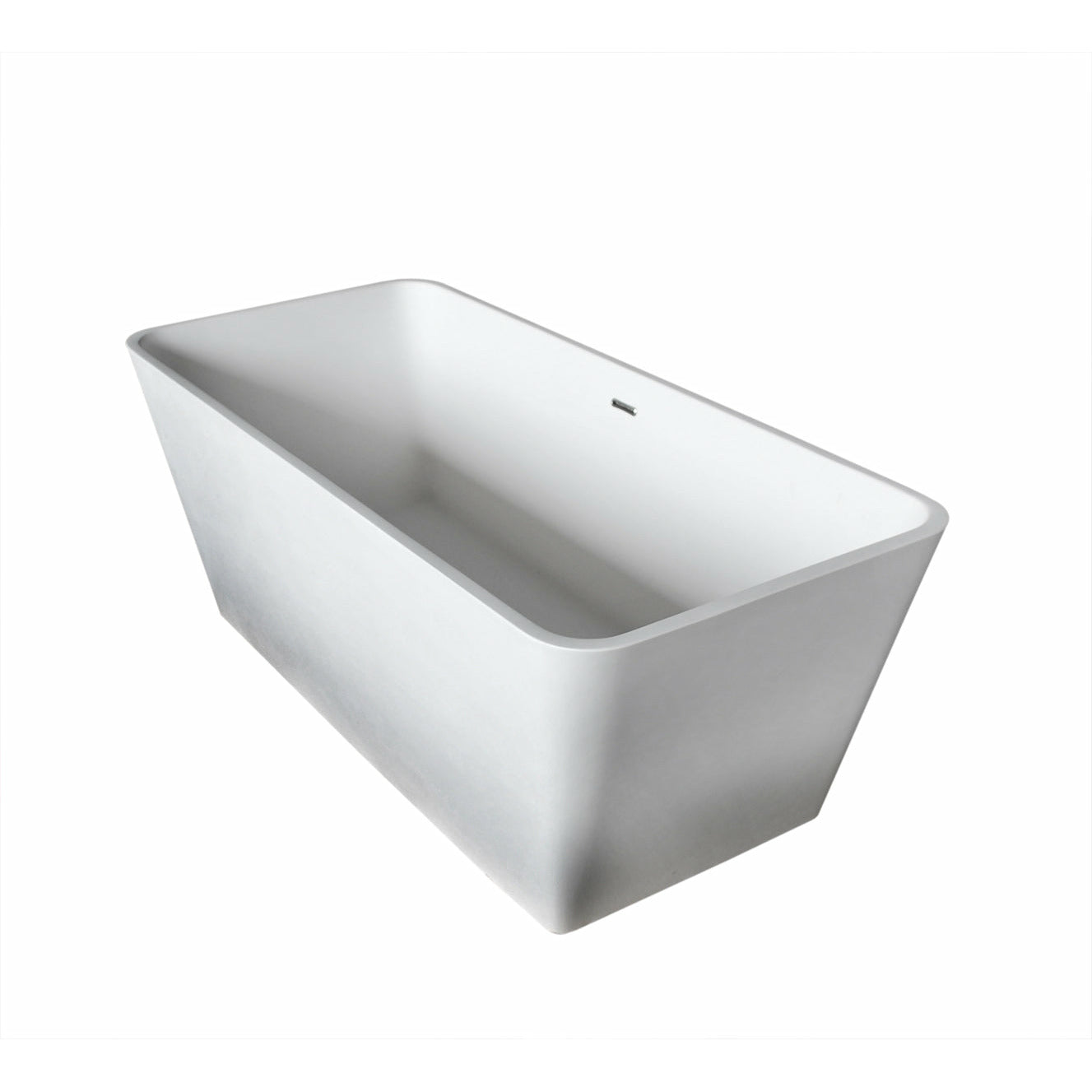 Anzzi Cenere 58.25 in. Solid Surface Soaking Bathtub in White with Angel Faucet in Brushed Nickel - Floor Mounted - FTAZ501-0044B - Vital Hydrotherapy