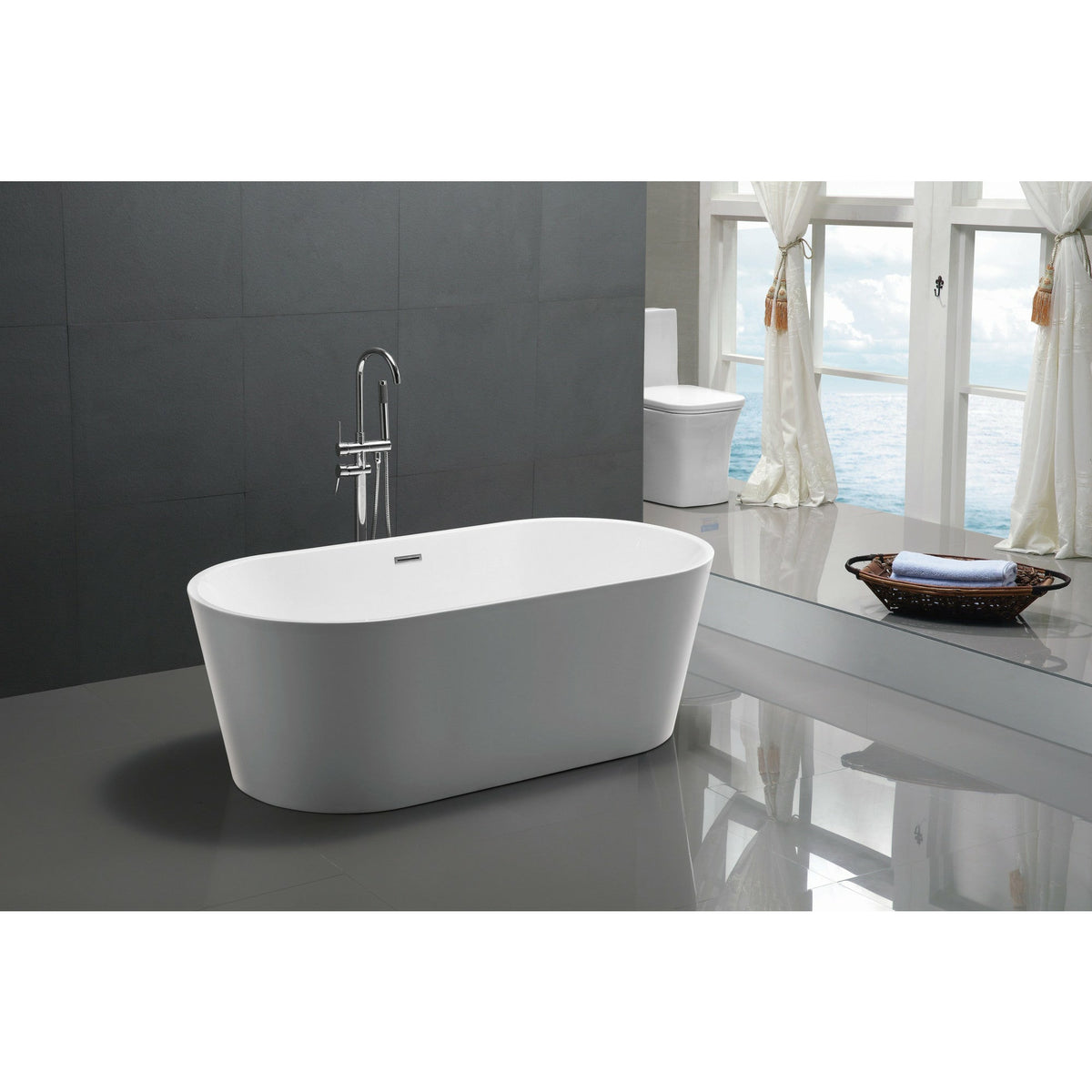 Anzzi Chand Series 5.58 ft. Freestanding Bathtub in Marine Grade Acrylic High Gloss White Finish FT-AZ098 - Lifestyle - Vital Hydrotherapy
