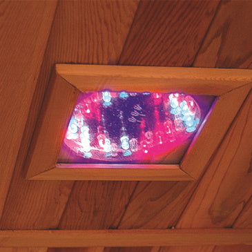 7-color chroma therapy mood lighting on the ceiling