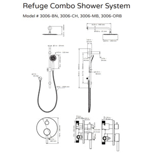 PULSE ShowerSpas Combo Shower System 3006 Specification Drawing - Vital Hydrotherapy