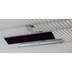 3400W Platinum Smart-Heat Electric Heater in Black Stainless Steel Tinted Glass-Ceramic Screen Slim-line Design mounted in a ceiling