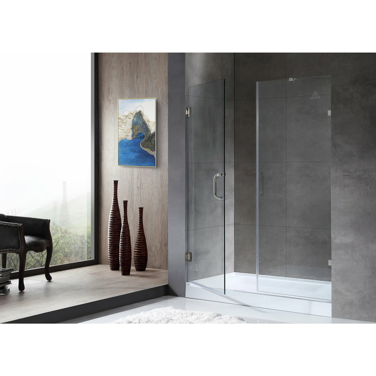 Anzzi Consort Series 60 in. by 72 in. Frameless Hinged Alcove Shower Door with Stainless Steel Door Handle (Polished Chrome) SD-AZ07-01 - Lifestyle - Vital Hydrotherapy