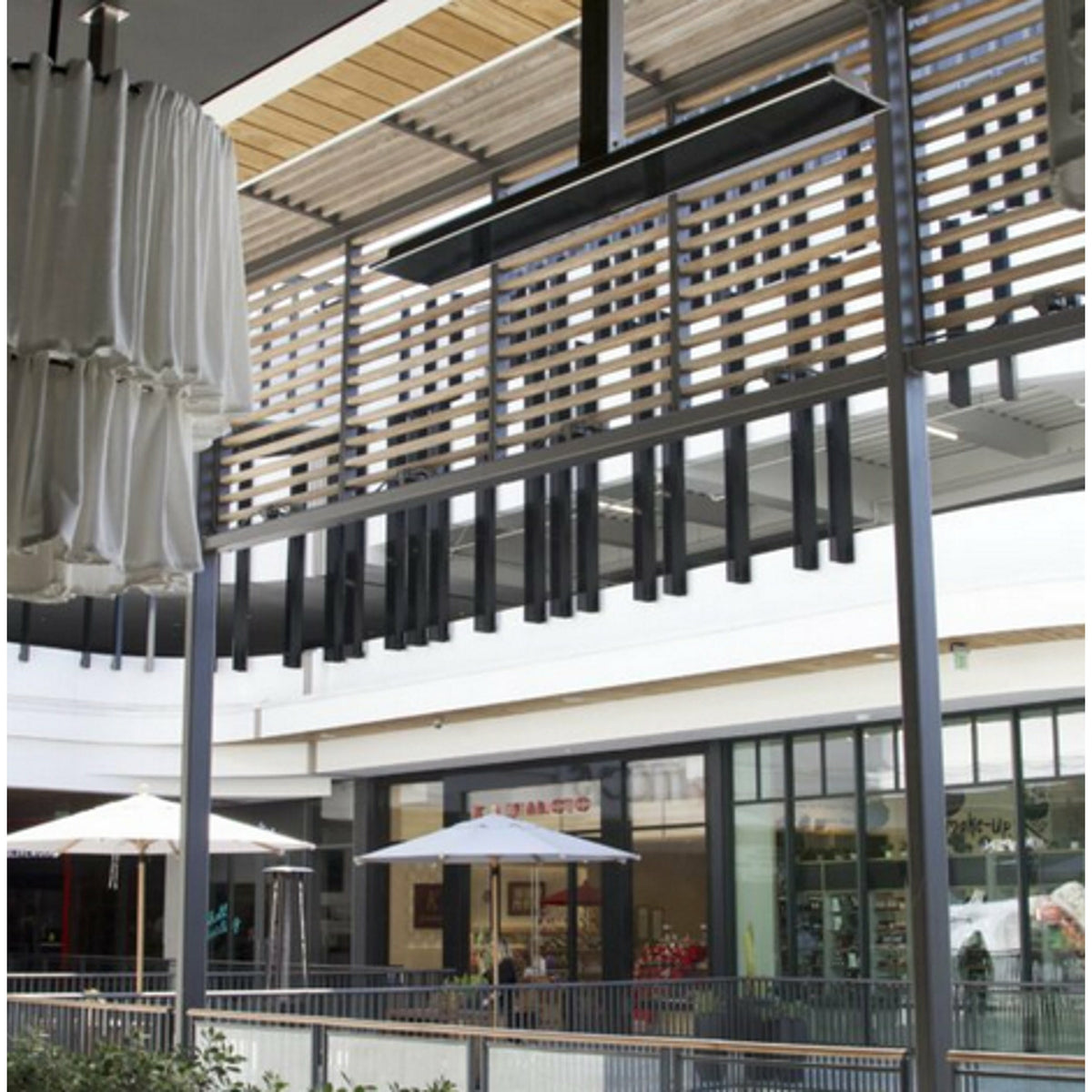 3400W Platinum Smart-Heat Electric Heater in Black Stainless Steel Tinted Glass-Ceramic Screen Slim-line Design mounted in wall outside