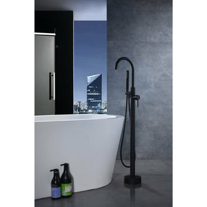 Anzzi Coral Series 2-Handle Freestanding Claw Foot Tub Faucet with Hand Shower (Matte Black) Solid Brass Valves - Floor Mounted - FS-AZ0047 - Lifestyle - Vital Hydrotherapy