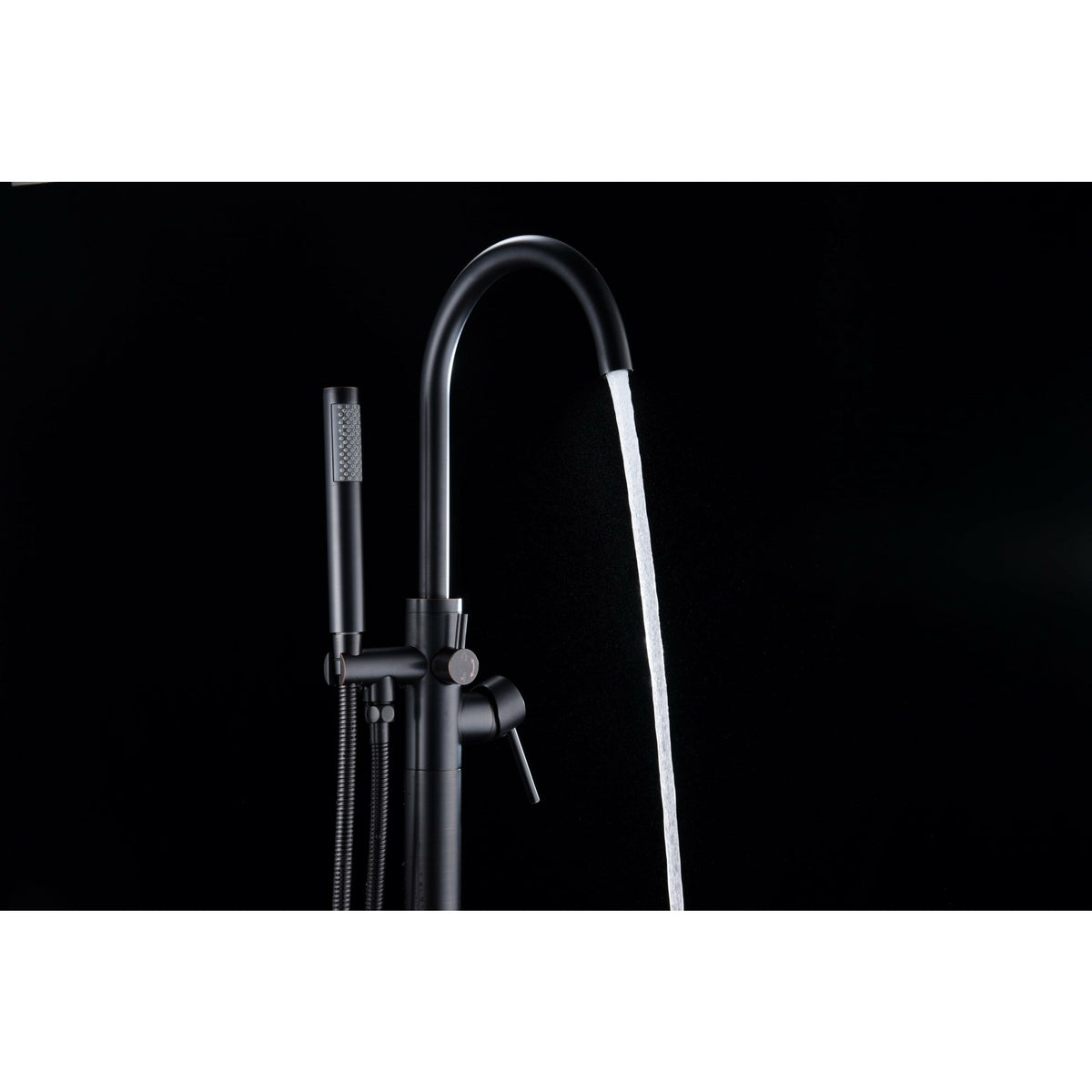 Anzzi Coral Series 2-Handle Freestanding Claw Foot Tub Faucet with Hand Shower (Matte Black) Solid Brass Valves - Floor Mounted - FS-AZ0047 - Vital Hydrotherapy