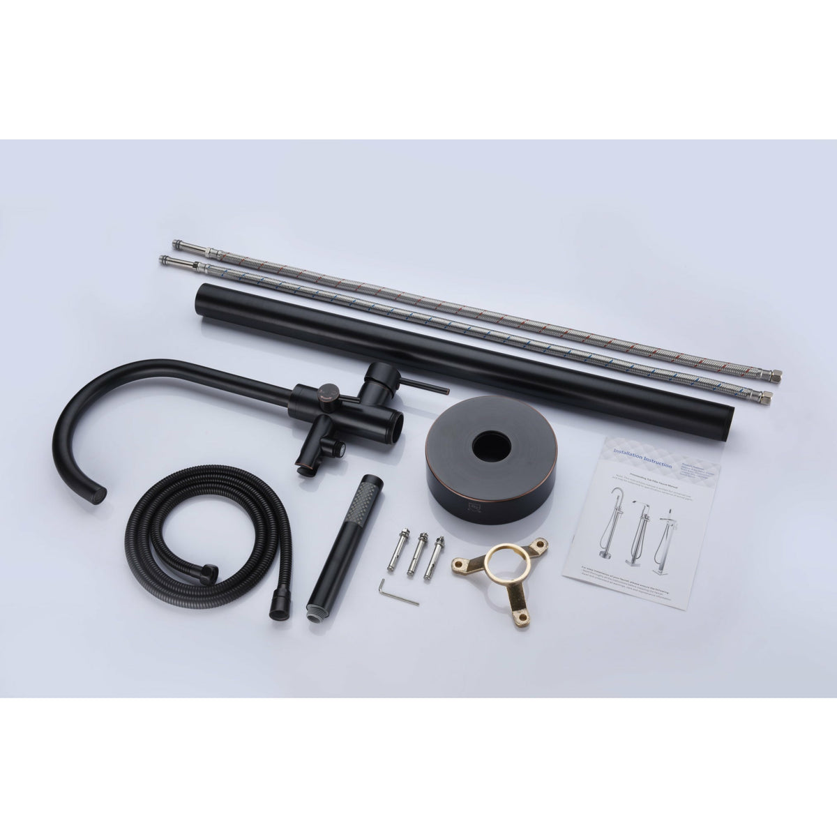 Anzzi Coral Series 2-Handle Freestanding Claw Foot Tub Faucet with Hand Shower (Matte Black) Solid Brass Valves - Floor Mounted - FS-AZ0047 - Vital Hydrotherapy