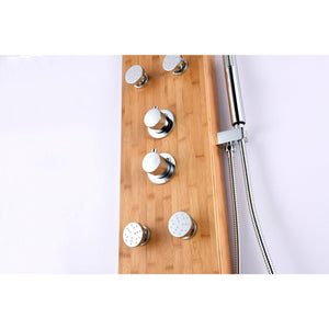 Anzzi Two Shower Control Knobs, Acu-stream Vector Massage Body Jets and Euro-grip Hand Sprayer in Natural Bamboo SP-AZ058 - Vital Hydrotherapy