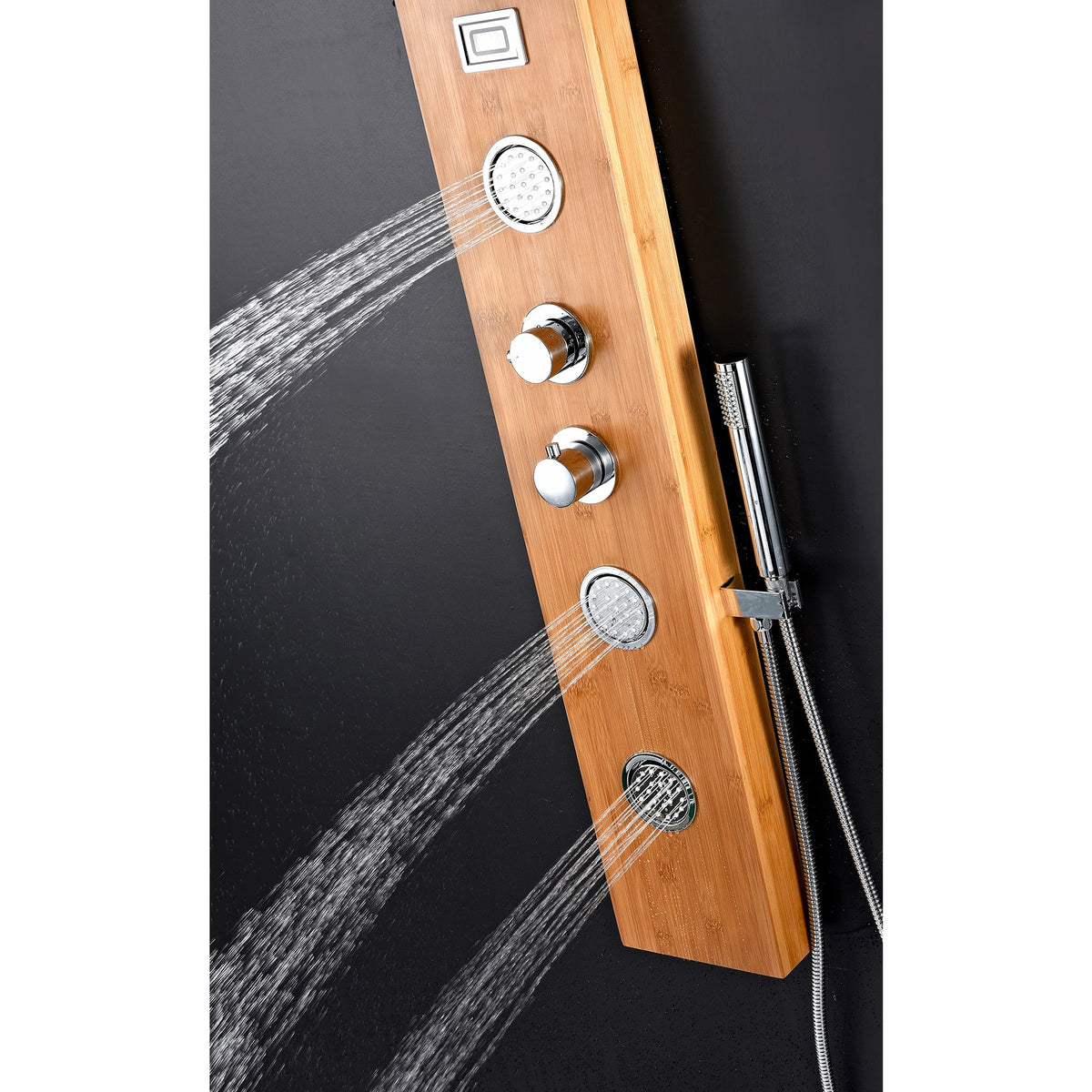 Anzzi Crane 60 in. Full Body Shower Panel with Heavy Rain Shower and Spray Wand in Natural Bamboo SP-AZ059 - Vital Hydrotherapy