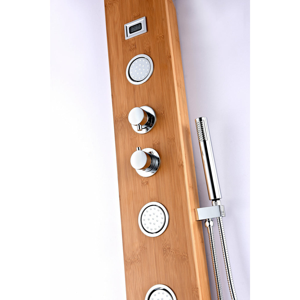 Anzzi Crane 60 in. Full Body Shower Panel with Heavy Rain Shower and Spray Wand in Natural Bamboo SP-AZ059 - Vital Hydrotherapy