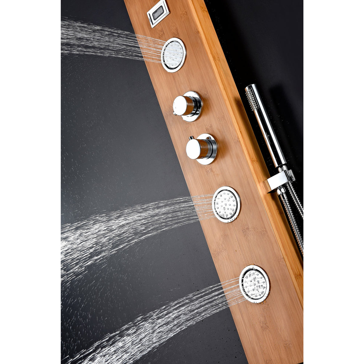 Anzzi Crane 60 in. Full Body Shower Panel with Heavy Rain Shower and Spray Wand in Natural Bamboo SP-AZ059 - Vital Hydrotherapy