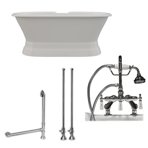 Cambridge Plumbing 60-Inch Double Ended Cast Iron Pedestal Soaking Tub and Complete Plumbing Package DE60-PED-684D-PKG - Vital Hydrotherapy