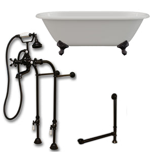 Cambridge Plumbing 66-Inch Double Ended Cast Iron Soaking Clawfoot Tub and Complete Freestanding Plumbing Package DE67-398463-PKG-NH - Vital Hydrotherapy