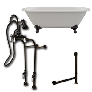 Cambridge Plumbing 66-Inch Double Ended Cast Iron Soaking Clawfoot Tub and Complete Freestanding Plumbing Package DE67-398684-PKG-NH - Vital Hydrotherapy