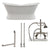 Cambridge Plumbing Double Slipper Cast Iron Pedestal Soaking Tub (Porcelain interior and white paint exterior) and Deck Mount Plumbing Package (Brushed nickel) DES-PED-684D-PKG-7DH - Vital Hydrotherapy