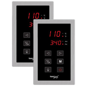 SteamSpa Dual Touch Control Panel - Two Control Panels - Polished Brushed Nickel - Large display screen of temperature and clock - DTP - Vital Hydrotherapy