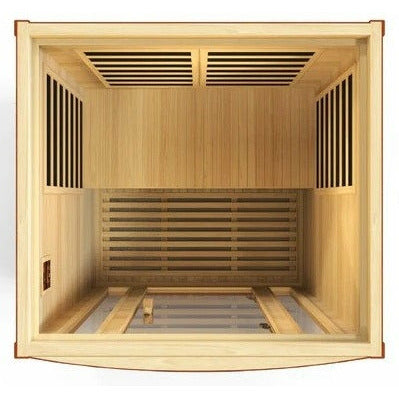 GDI Dynamic San Marino Elite 2-person Ultra Low EMF FAR Infrared Sauna DYN-6206-01 Elite - Carbon PureTech™ Ultra Low EMF Heat Emitters - Natural hemlock wood construction - Vital Hydrotherapy