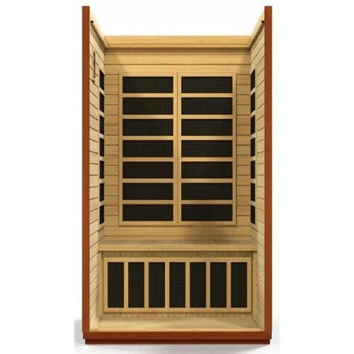 GDI Dynamic San Marino Elite 2-person Ultra Low EMF FAR Infrared Sauna DYN-6206-01 Elite - Carbon PureTech™ Ultra Low EMF Heat Emitters - Natural hemlock wood construction - Vital Hydrotherapy
