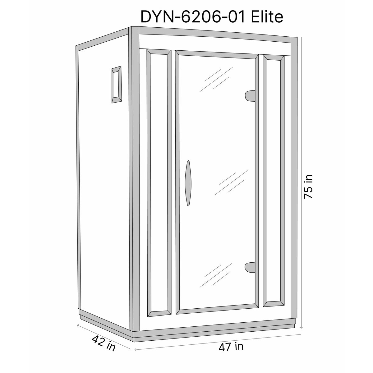 GDI Dynamic San Marino Elite 2-person Ultra Low EMF FAR Infrared Sauna DYN-6206-01 Elite Dimension Drawing - Vital Hydrotherapy