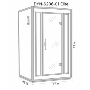 GDI Dynamic San Marino Elite 2-person Ultra Low EMF FAR Infrared Sauna DYN-6206-01 Elite Dimension Drawing - Vital Hydrotherapy