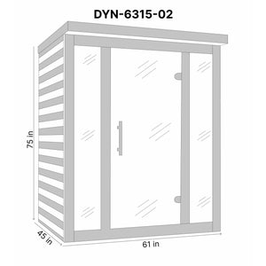 Dynamic Vila 3-person Ultra Low EMF (Under 3MG) FAR Infrared Sauna (Canadian Hemlock) Dimension Drawing DYN-6315-02 - Vital Hydrotherapy