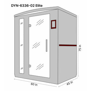 Dynamic Lugano 3-person Ultra Low EMF FAR Infrared Sauna DYN-6336-02 Elite Dimension Drawing - Vital Hydrotherapy