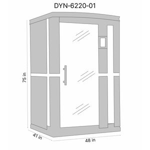 Dynamic Vittoria 2-person Low EMF (Under 8MG) FAR Infrared Sauna (Canadian Hemlock) Dimension Drawing DYN‐6220‐01 - Vital Hydrotherapy