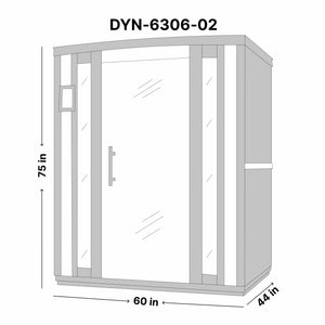 Dynamic Bellagio 3-person Low EMF (Under 8MG) FAR Infrared Sauna (Canadian Hemlock) Dimension Drawing DYN‐6306‐02 - Vital Hydrotherapy