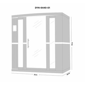 Dynamic Bergamo 4-person Low EMF (Under 8MG) FAR Infrared Sauna (Canadian Hemlock) Dimension Drawing DYN‐6440‐01 - Vital Hydrotherapy